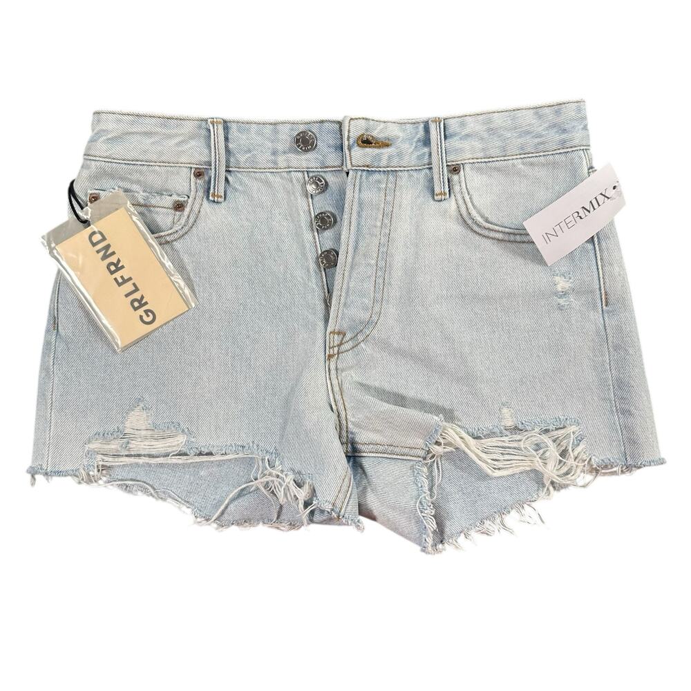 Grlfrnd Women's Helena High Rise Cut Off Denim Shorts Size 25‎
